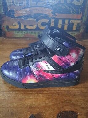 FILA Vulc 13 Mid-Top Sneakers Kids Size 3Y Pink Purple Space Stars 3FM01323-004